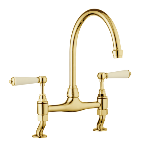 Traditional Kitchen Mixer Tap - Porcelain Levers